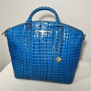 BRAHMIN DUXBURY Blue Crocodile Embossed Handbag 14 x 9.5 x 5